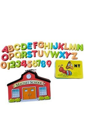 Parents By Battat Magnet School Schoolhouse Tin Box Letters Numbers COMPLETE